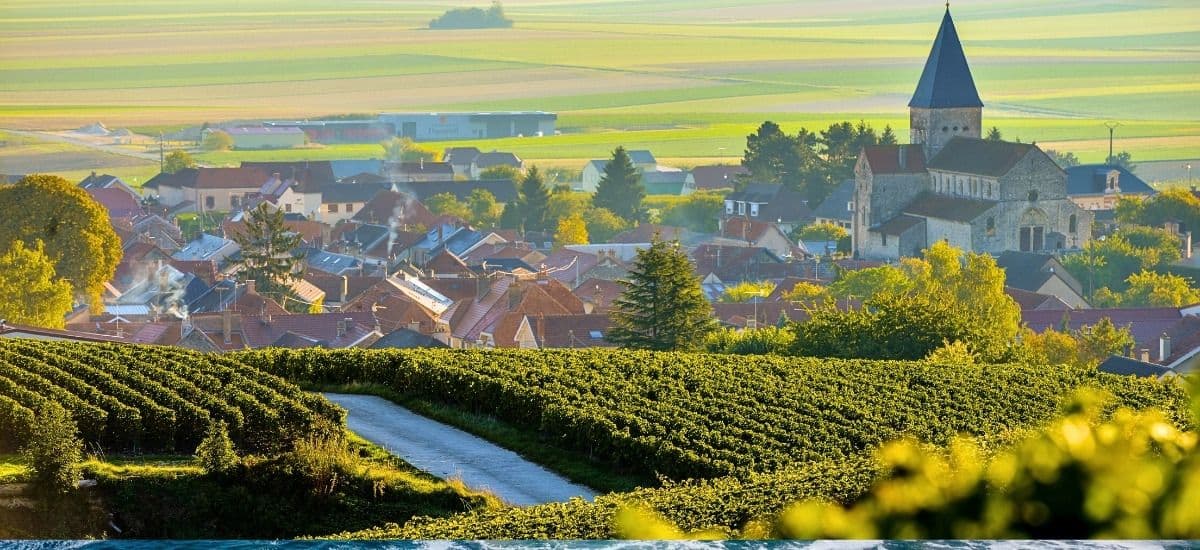 champagne region of france near reims looking over a small town