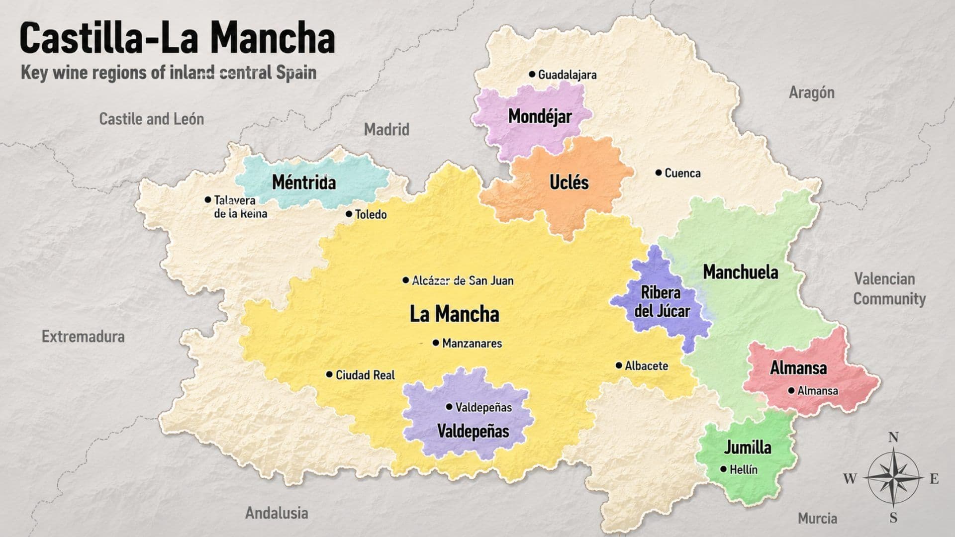 la mancha spain wine map