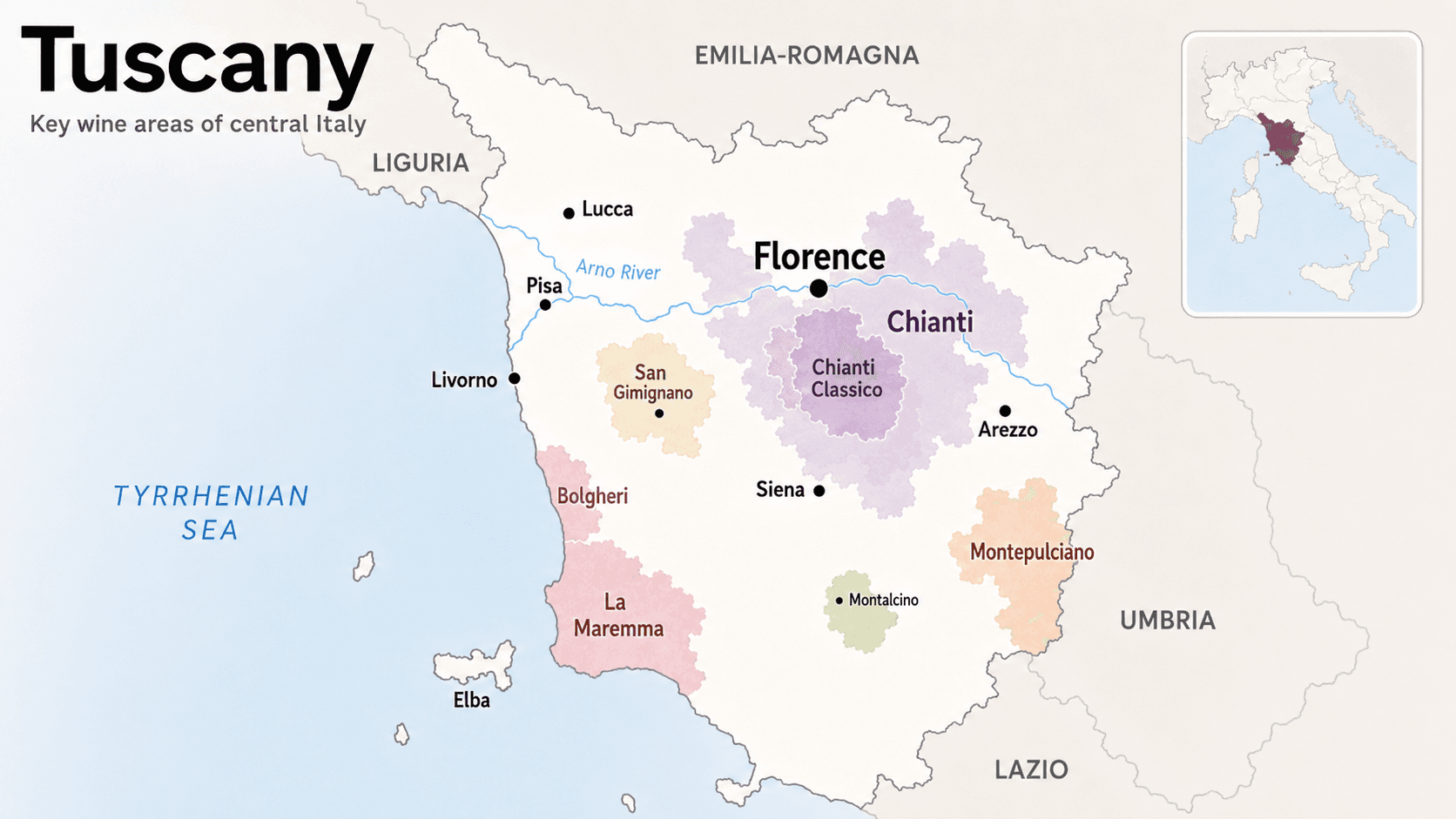 italy wine map of tuscany by somm.site